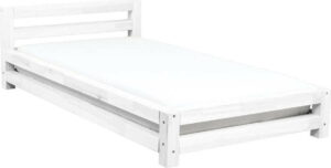 Bílá jednolůžková postel z smrkového dřeva Benlemi Single