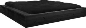 Černá dvoulůžková postel z masivního dřeva s černým futonem Double Latex Mat Karup Design