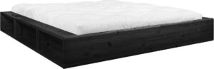 Černá dvoulůžková postel z masivního dřeva s úložným prostorem a futonem Comfort Mat Karup Design