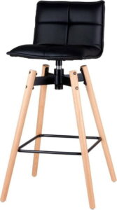 Černá otočná barová židle s nohama z bukového dřeva sømcasa Janie sømcasa