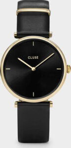 Černé dámské hodinky s koženým řemínkem Cluse Triomphe CLUSE
