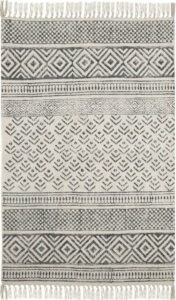 Černobílý bavlněný vzorovaný koberec A Simple Mess Mille
