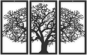 Černý 3dílný nástěnný obraz Solid Tree Evila Originals
