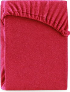 Červené elastické prostěradlo na dvoulůžko AmeliaHome Ruby Maroon