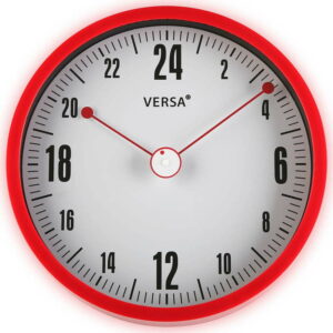 Červené kulaté nástěnné hodiny Versa Grand