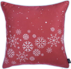 Červený povlak na polštář s vánočním motivem Apolena Honey Snowflakes