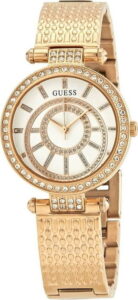 Dámské hodinky v růžovozlaté barvě s páskem z nerezové oceli Guess W1008L3 Guess