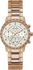 Dámské hodinky v růžovozlaté barvě s páskem z nerezové oceli Guess W1022L3 Guess