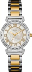 Dámské hodinky ve stříbrno-zlaté barvě s páskem z nerezové oceli Guess W0831L3 Guess