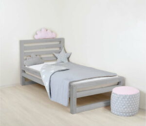 Dětská šedá dřevěná jednolůžková postel Benlemi DeLuxe