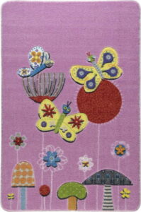 Dětský růžový koberec Confetti Butterfly Efect
