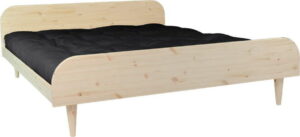 Dvoulůžková postel z borovicového dřeva s matrací Karup Design Twist Double Latex Natural Clear/Black