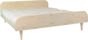 Dvoulůžková postel z borovicového dřeva s matrací Karup Design Twist Double Latex Natural Clear/Natural