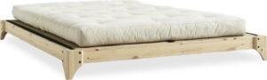 Dvoulůžková postel z borovicového dřeva s matrací a tatami Karup Design Elan Comfort Mat Natural Clear/Natural