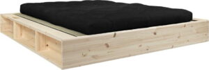 Dvoulůžková postel z masivního dřeva s černým futonem Double Latex a tatami Karup Design