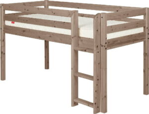 Hnědá středně vysoká dětská postel z borovicového dřeva Flexa Classic