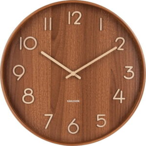 Hnědé nástěnné hodiny z lipového dřeva Karlsson Pure Large