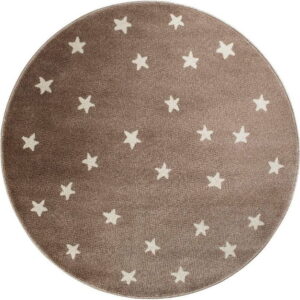 Hnědý kulatý koberec s hvězdami KICOTI Beige
