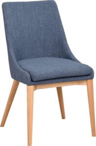 Modrá polstrovaná jídelní židle s hnědými nohami Rowico Bea Rowico