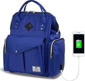 Modrý batoh pro maminky s USB portem My Valice HAPPY MOM Baby Care Backpack Myvalice