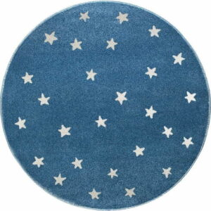 Modrý kulatý koberec s hvězdami KICOTI Stars