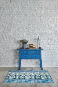 Modrý vysoce odolný koberec Floorita Camomilla