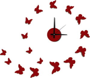 Nástěnné nalepovací hodiny Mauro Ferretti Butterflies Red