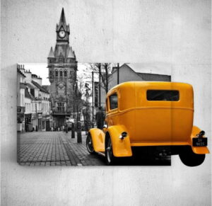 Nástěnný 3D obraz Mosticx Yellow Retro Car In City