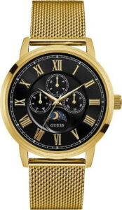 Pánské hodinky s páskem z nerezové oceli ve zlaté barvě Guess W0871G2 Guess