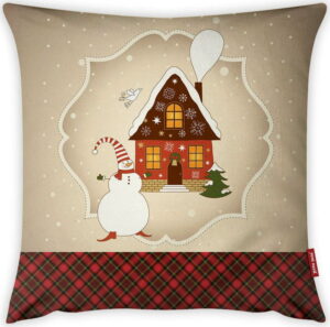 Povlak na polštář Vitaus Christmas Period Snowman And House