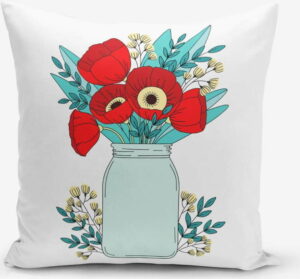 Povlak na polštář s příměsí bavlny Minimalist Cushion Covers Flowers in Vase