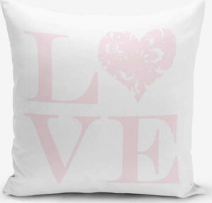 Povlak na polštář s příměsí bavlny Minimalist Cushion Covers Love Pink