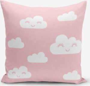 Povlak na polštář s příměsí bavlny Minimalist Cushion Covers Pink Background Cloud