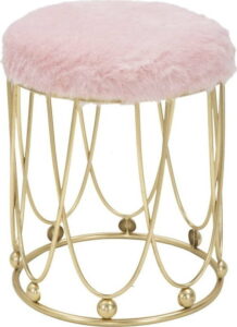Růžová polstrovaná stolička s železnou konstrukcí ve zlaté barvě Mauro Ferretti Amelia Mauro Ferretti