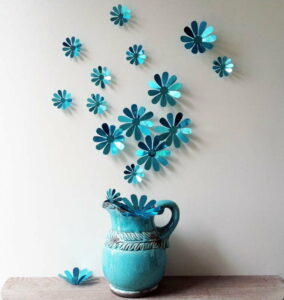 Sada 12 modrých adhezivních 3D samolepek Ambiance Flowers Chic Ambiance