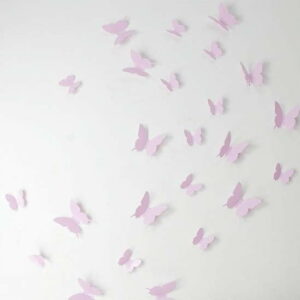 Sada 12 růžových 3D samolepek Ambiance Butterflies Ambiance