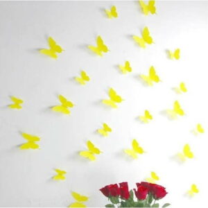 Sada 12 žlutých samolepek s 3D efektem Ambiance Butterflies Ambiance