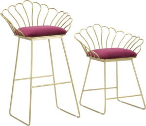 Sada 2 barových židlí ve zlato-červené barvě Mauro Ferretti Flower Mauro Ferretti