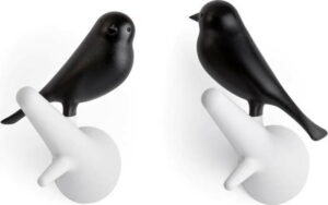 Sada 2 černo-bílých nástěnných věšáků Qualy&CO Sparrow Qualy