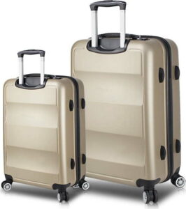 Sada 2 cestovních kufrů na kolečkách s USB porty ve zlaté barvě My Valice LASSO Cabin & Large Myvalice