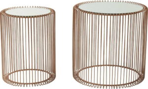 Sada 2 odkládacích stolků v dekoru mědi Kare Design Wire High Kare Design