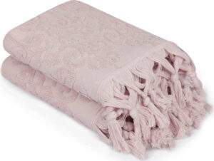 Sada 2 pudrově růžových ručníků Madame Coco Bohème