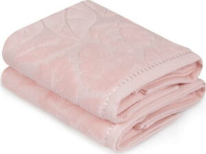 Sada 2 pudrově růžových ručníků z bavlněného saténu Madame Coco Velver