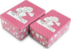 Sada 2 růžových kovových krabic na kosmetiku Versa VERSA