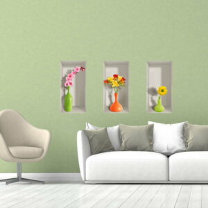 Sada 3 3D samolepek na zeď Ambiance Spring Flowers Ambiance