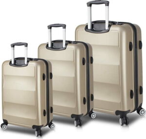 Sada 3 cestovních kufrů na kolečkách s USB porty ve zlaté barvě My Valice LASSO Travel Set Myvalice
