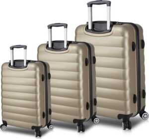 Sada 3 cestovních kufrů na kolečkách s USB porty ve zlaté barvě My Valice RESSO Travel Set Myvalice