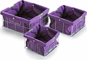 Sada 3 fialových úložných košíků Versa Cestas VERSA