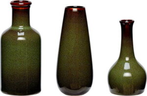 Sada 3 zelených keramických váz Hübsch Frej Hübsch