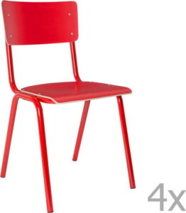 Sada 4 červených židlí Zuiver Back to School Zuiver